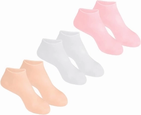 PartyKindom 3Pairs Moisturizing Foot Covers for Women Hydrating Socks Soft and Durable Design for Dry Cracked Feet Treatment Includes and Skin Color Options