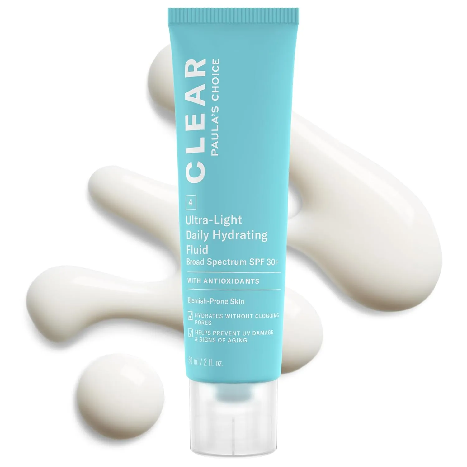 Paula's Choice CLEAR Ultra-Light Hydrating Oil Free Moisturizer SPF 30, UVA UVB Protection, Pore Minimizer Sunscreen for Face, 2 Ounce