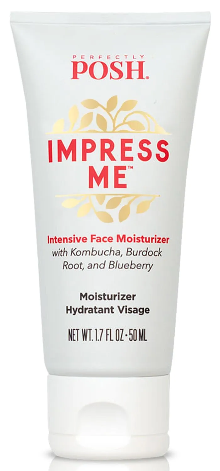Perfectly Posh - IMPRESS ME Intensive Face Moisturizer with Kombucha, Burdock Root, & Blueberry - Hydrating and Nourishing Formula - 1.7fl oz
