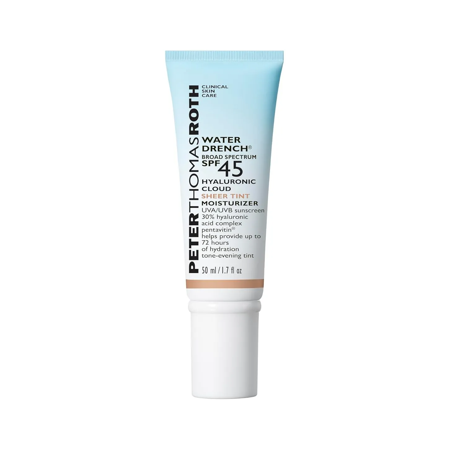 Peter Thomas Roth | Water Drench Hyaluronic Cloud Sheer Tint Moisturizer Broad Spectrum SPF 45, Hydrating Tinted SPF Moisturizer, Adaptable Sheer Tint, For All Skin Tones and Types
