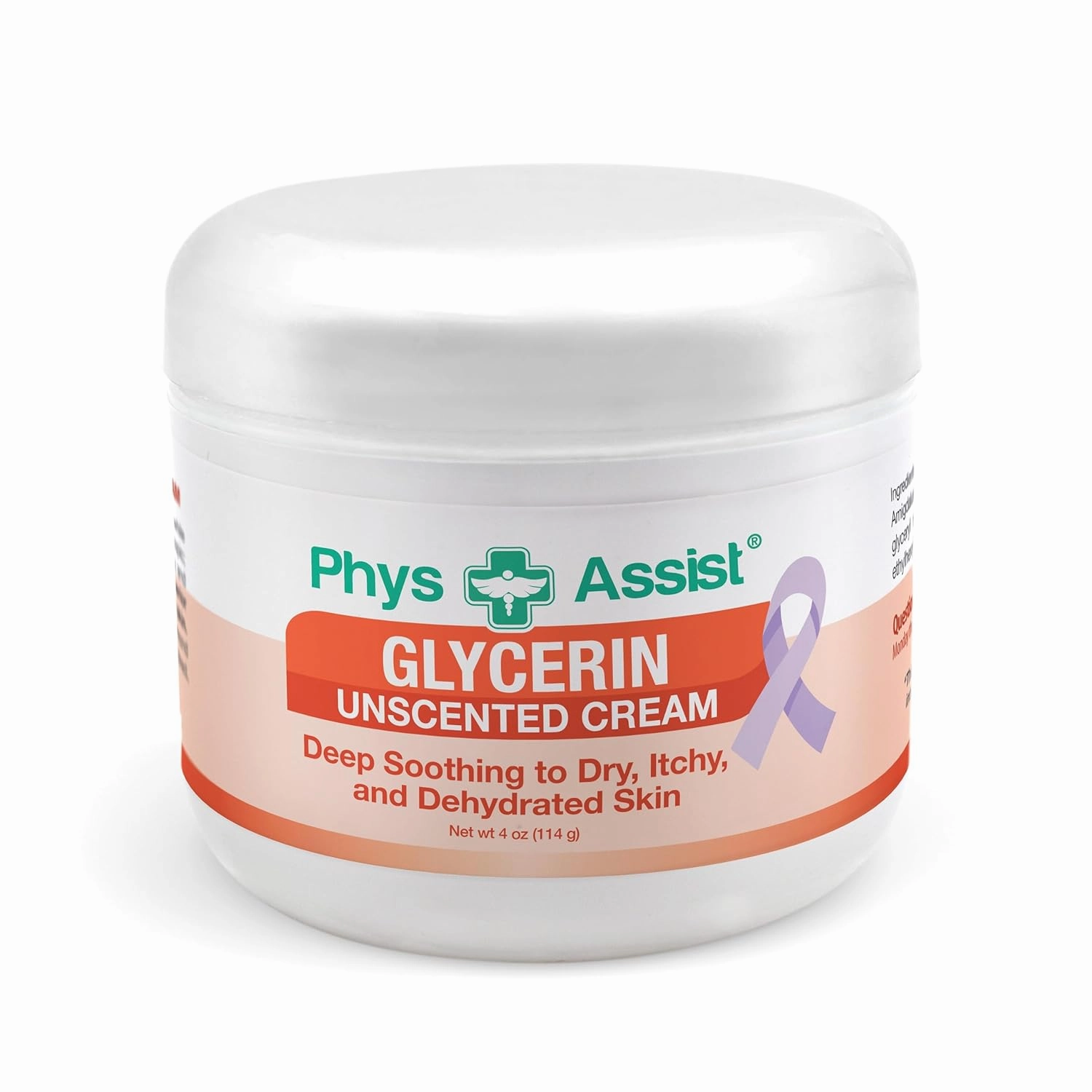 PhysAssist Oncology Glycerin Unscented Cream Deep Soothing Moisturizer. Made specially for those with Fragrance Intolerance after Radio and Chemo PLUS Peppermint Lip Balm