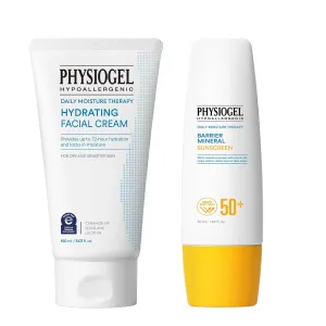Physiogel Daily Hydrating Facial Moisturizer Lightweight Cream and Moisture Korean Sunscreen, Broad Spectrum SPF 50 , Water Resistant & Safe for Sensitve Skin.