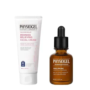 Physiogel Moisturizer Cream and Ampoule Vitamin C Face Serum, Korean skin care, Reduces Redness in just 3 days, Hydration for Dry & Sensitive Skin, Soothing & Hydrating Serum.