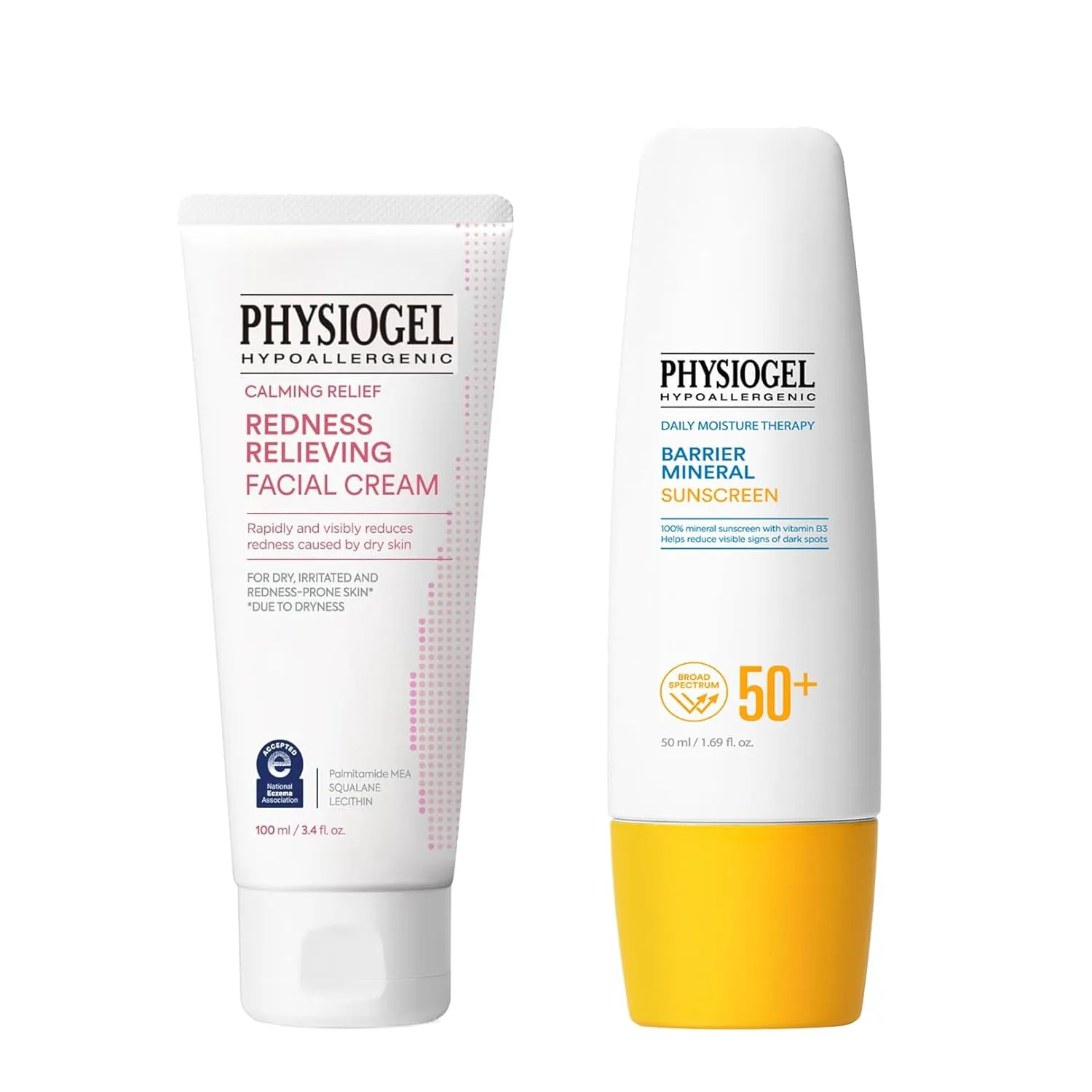 Physiogel Moisturizer Cream and Lightweight Moisture Korean Sunscreen, Korean skin care, Reduces Redness in just 3 days, Broad Spectrum SPF 50 , Water Resistant & Safe for Sensitve Skin.