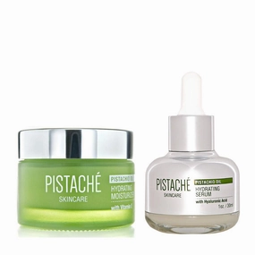 Pistaché Skincare Pistachio Oil Dewy Face Beauty Duo Set   Hyaluronic Acid Face Serum & Face Moisturizer   Hydrates and Nourishes   Vitamin E   Antioxidant