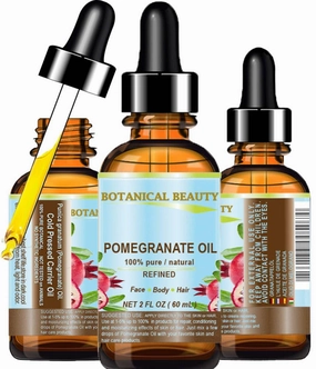 POMEGRANATE OIL 100% Pure Natural Refined Cold-pressed Carrier oil 2 Fl oz 60 ml for Face, Skin, Body, Hair, Lip, Nails. Rich in vitamin C by Botanical Beauty