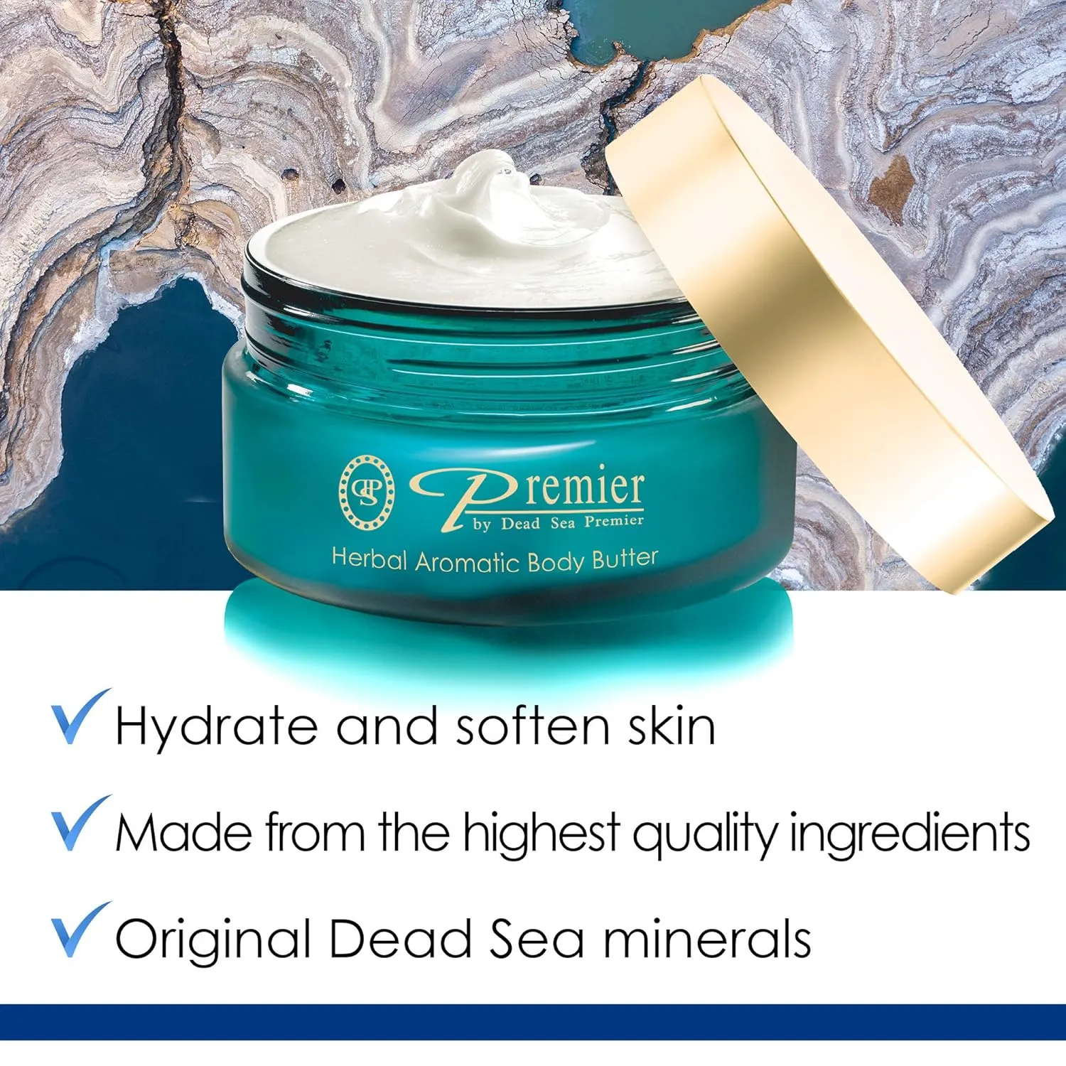 Premier Dead Sea Aromatic Body Butter – Herbal, Hydrating Shea Body Butter for Women & Men, Moisturizing, Firming & Anti-Aging Cream for Dry Skin, Hand & Body, 5.95 Fl.oz