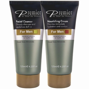 Premier Dead Sea Facial Cleanser   Nourishing Cream for Men Kit Exclusive ONE   ONE Light and gentle Moisturizer, Anti Wrinkle, firming, Sensitive Skin, Daily Use for younger looking skin
