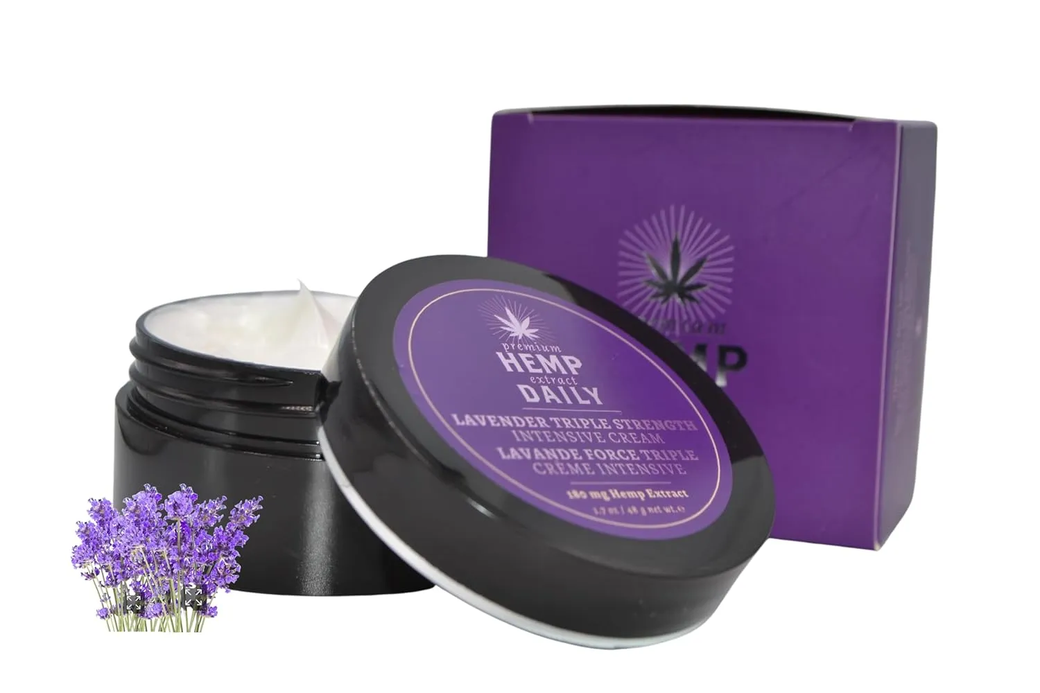 Premium Hemp Extract Daily Triple Strength Intensive Cream - Topical Muscle, Knees, Joints, Back, Neck and Shoulder Rub - Organic Ingredients - 1.7 Ounces (Lavender, Pack of 1)