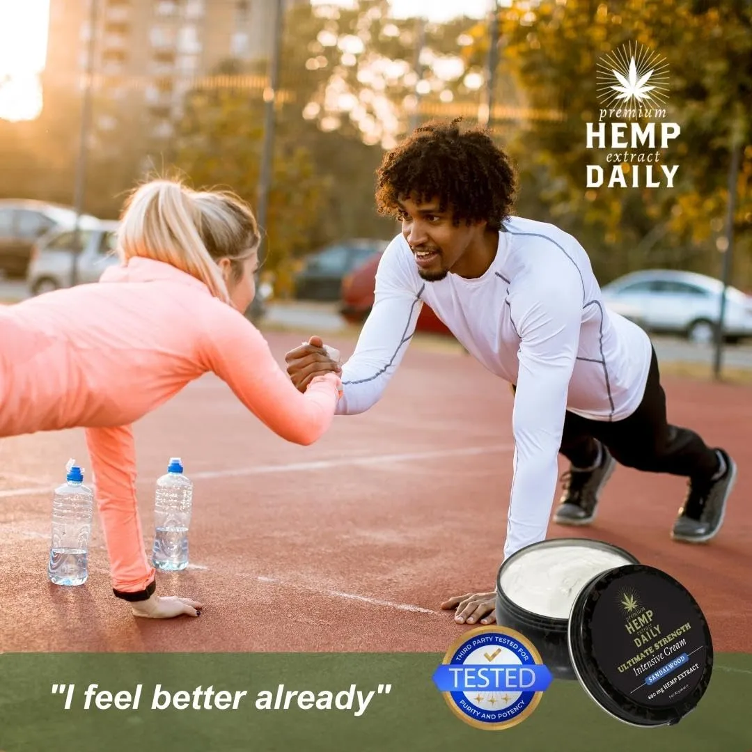 Premium Hemp Extract Daily Ultimate Strength Intensive Cream - Muscle, Knee, Joints, Back, Neck and Shoulder Rub - Organic Ingredients, Topical Lotion with Essential Oils - Lavender, Single 5oz