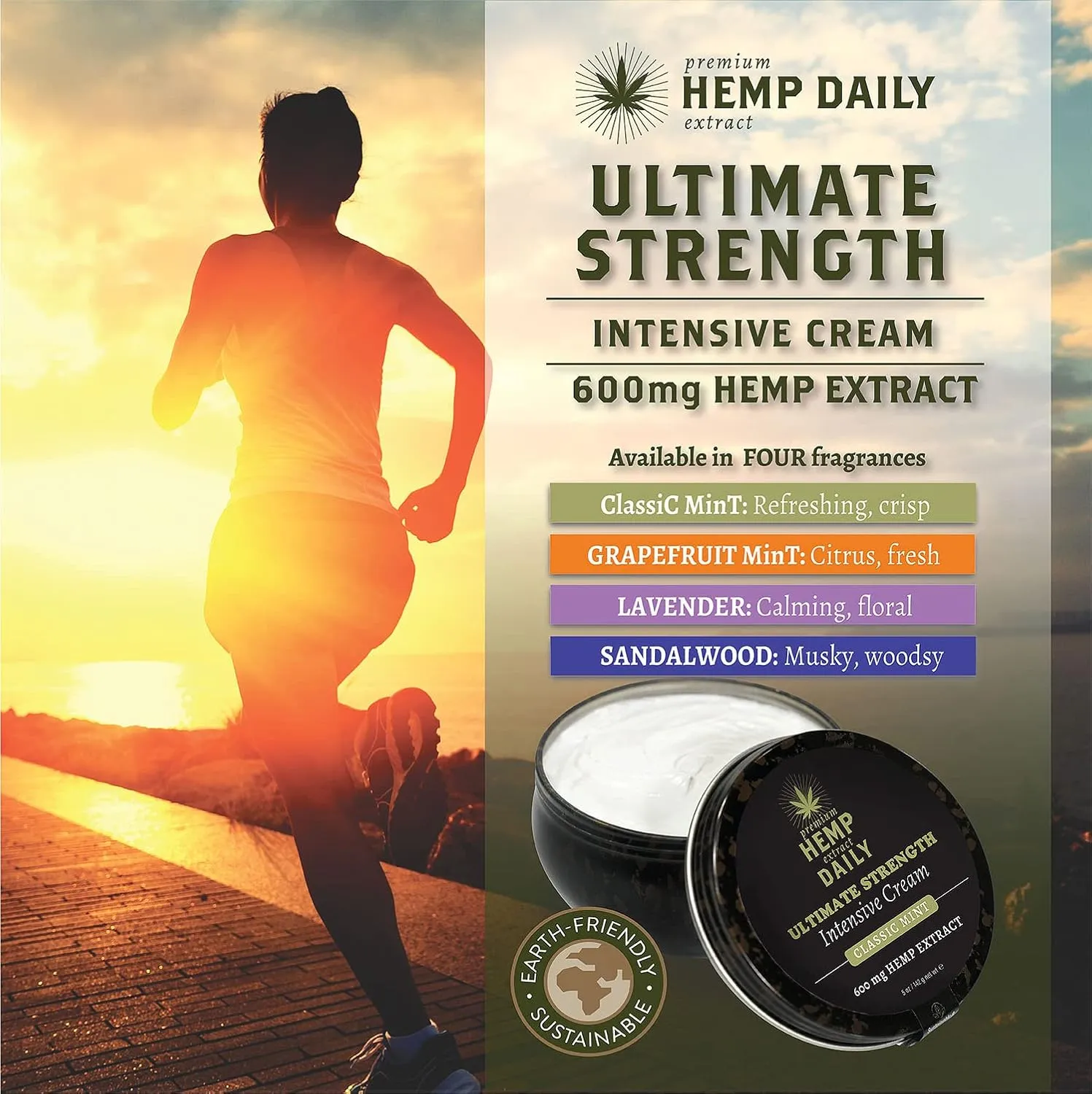 Premium Hemp Extract Daily Ultimate Strength Intensive Cream - Muscle, Knee, Joints, Back, Neck and Shoulder Rub - Organic Ingredients, Topical Lotion with Essential Oils - Lavender, Single 5oz