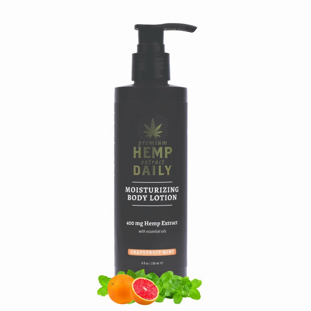 Premium Hemp Daily Ultra-Moisturizing Body Lotion - Face Moisturizer & Hand Cream - Dry Skincare Cream with Hemp Seed & Essential Oils - Grapefruit Mint - 8oz (Pack of 1)