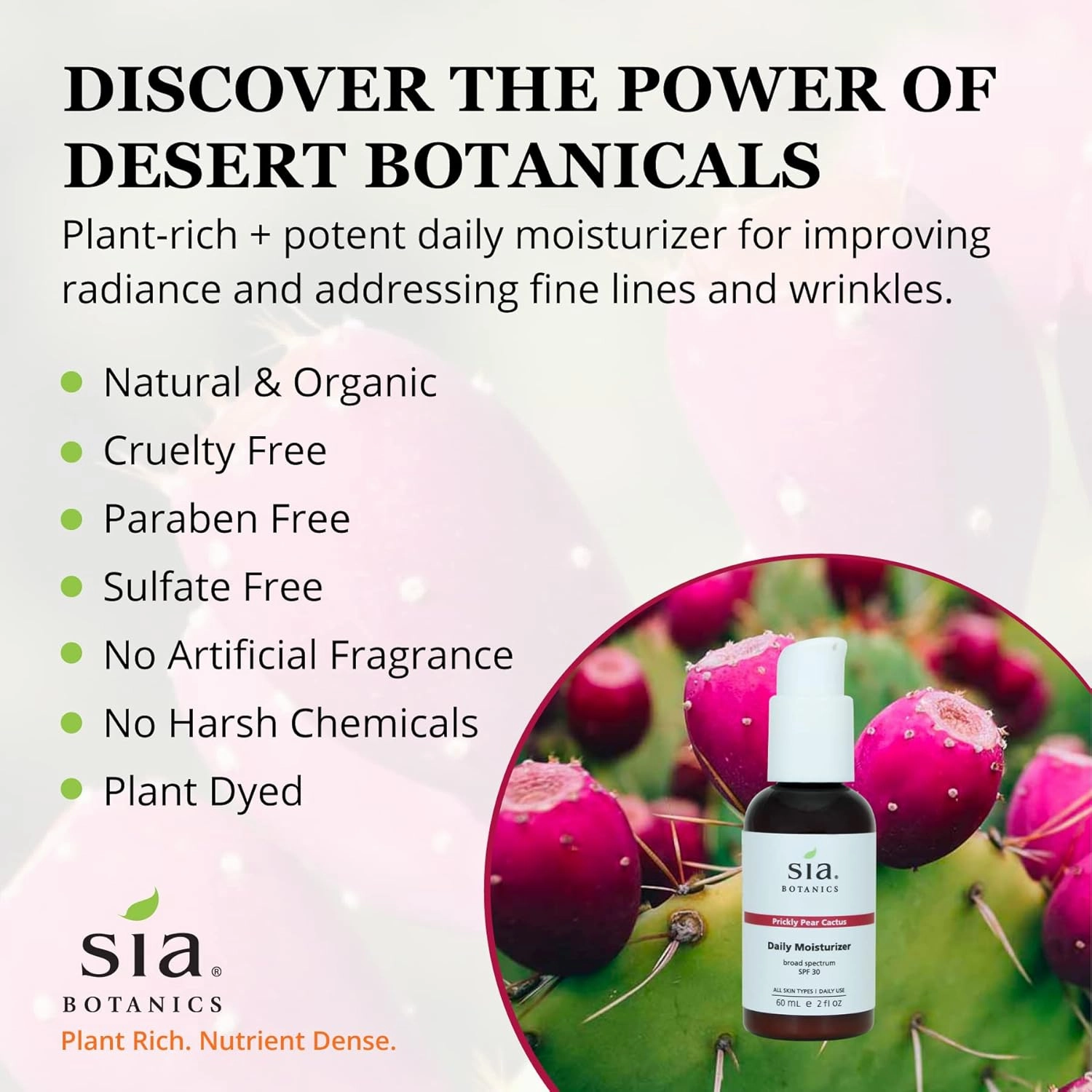 Prickly Pear Daily Facial Moisturizer - SPF 30 (59ml/2oz Pump Bottle) | Face Sunscreen w/Prickly Pear, Sweet Orange, Lavender | Natural, Clean, Botanical Skincare for Women