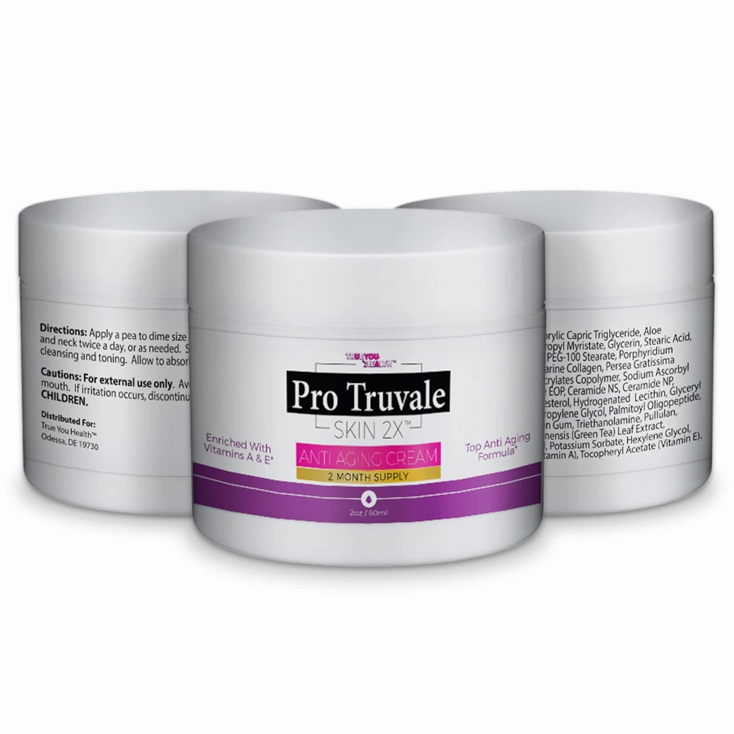 Pro Truvale Skin 2X Cream - Premium Anti Aging Cream - 2 Month Supply - Enriched with Vitamin A & C to Help Fade Hyperpigmentation & Reduce Wrinkles - Reduce Dryness & Protect Skin Cells w/Ceramides