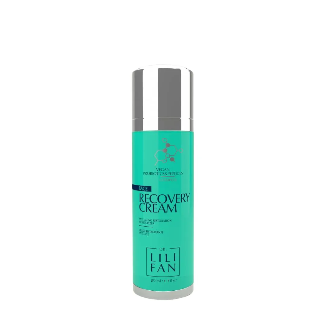 Probiotic Recovery Cream: Vegan Probiotic, Anti-Aging Face Cream for Skin Renewal. Boosts Skin's Collagen and Targets Wrinkles. Prevents Acne. Standard Size - 1.7 fl oz.