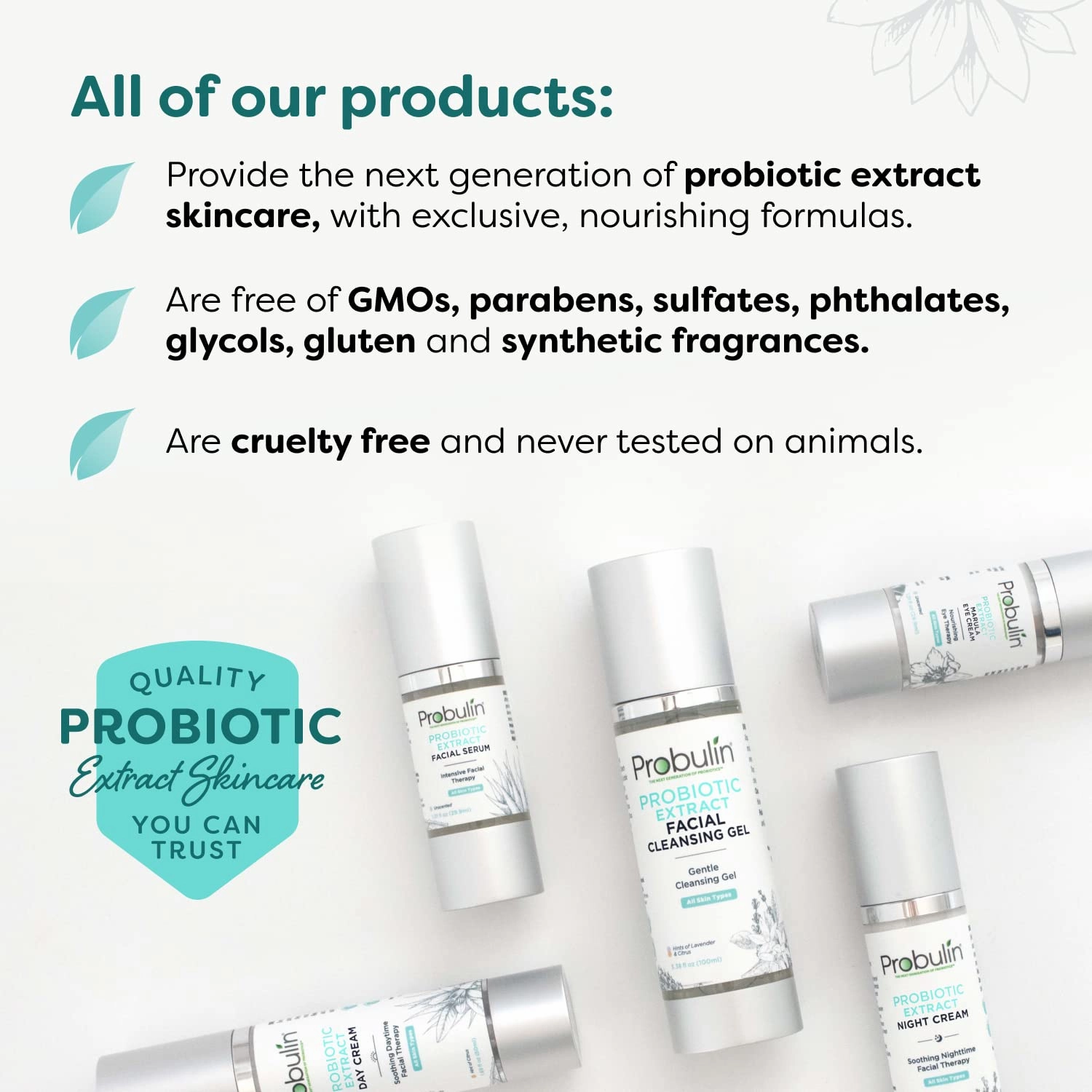 Probulin Probiotic Extract Face Serum, Intensive Facial Therapy Moisturizer for Women, Skin Care Hydrating Gel with Aloe Vera, 1.01 oz