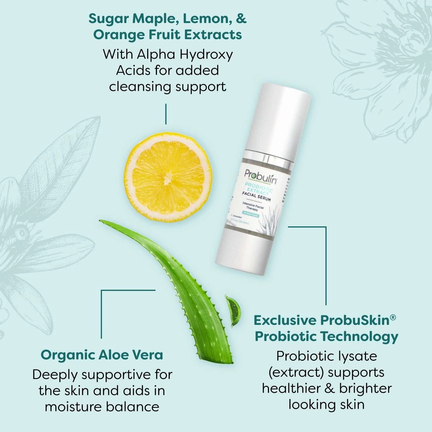 Probulin Probiotic Extract Face Serum, Intensive Facial Therapy Moisturizer for Women, Skin Care Hydrating Gel with Aloe Vera, 1.01 oz