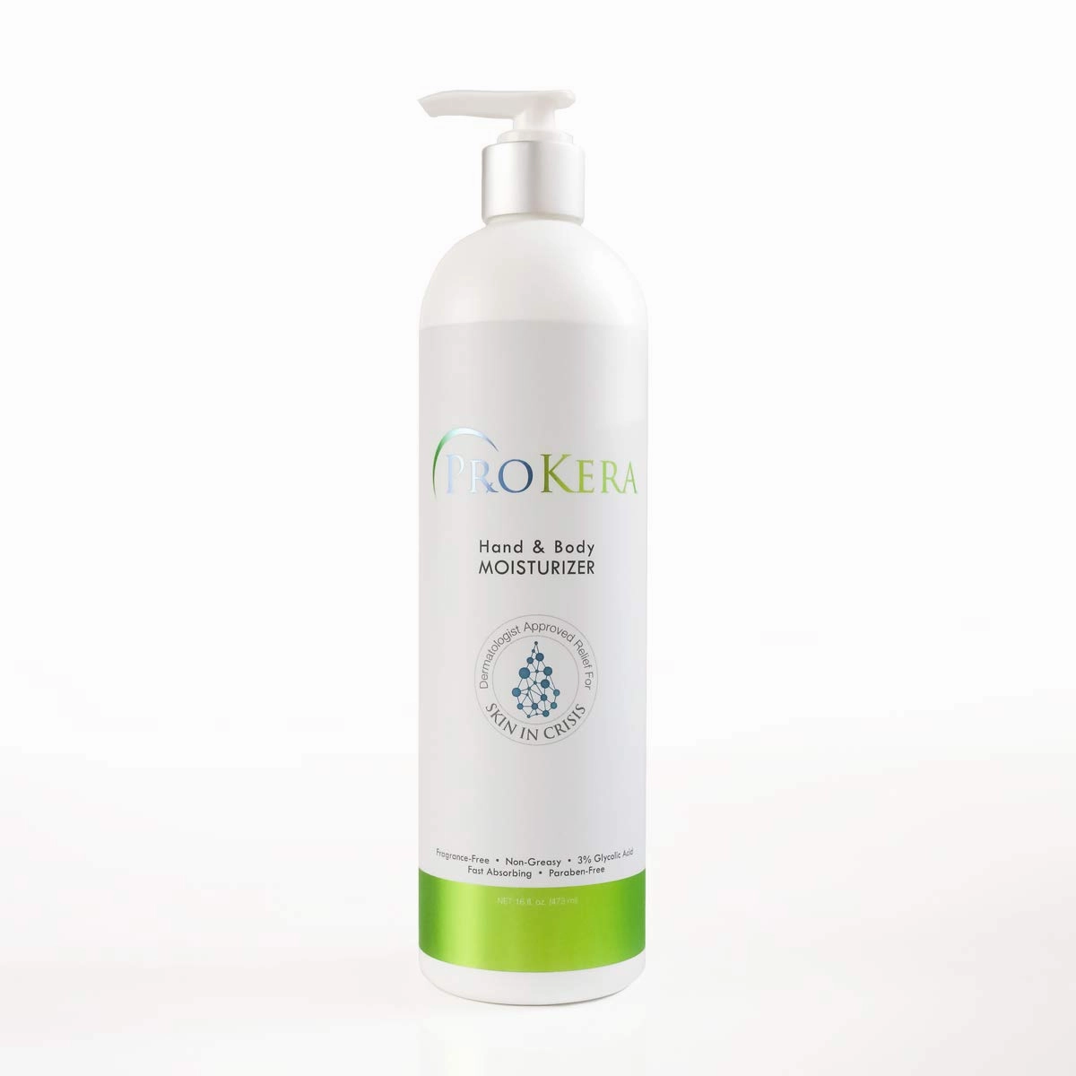 ProKera Hand & Body Moisturizer - Body and Hand Lotion for Dry Skin - Hydrating, Fragrance-Free, Non-Greasy with 3% Glycolic Acid - 16 oz