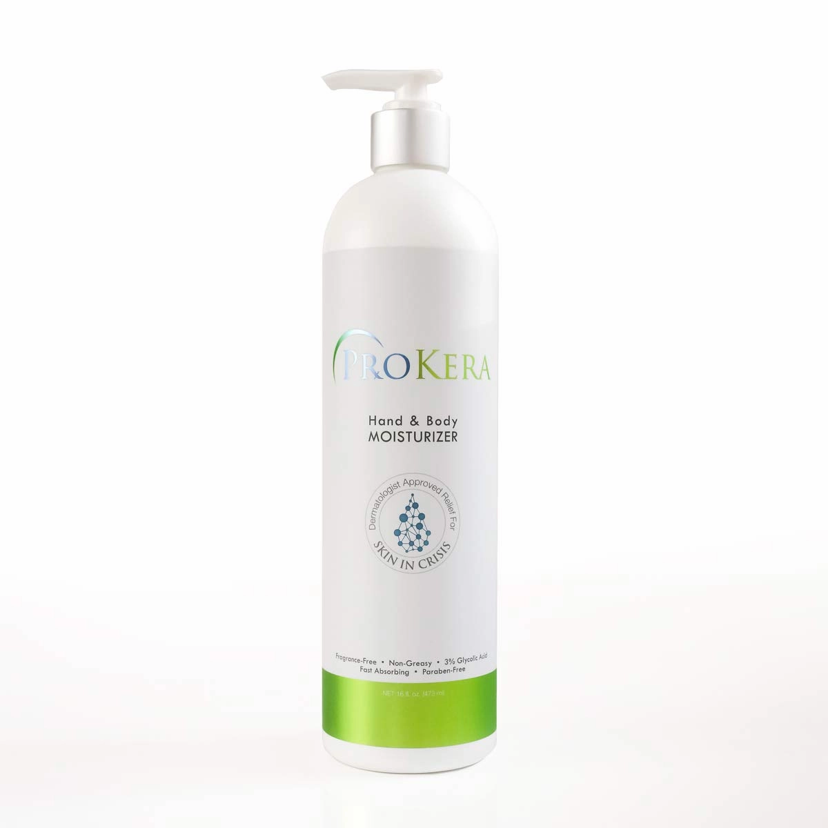 ProKera Hand & Body Moisturizer - Body and Hand Lotion for Dry Skin - Hydrating, Fragrance-Free, Non-Greasy with 3% Glycolic Acid - 16 oz