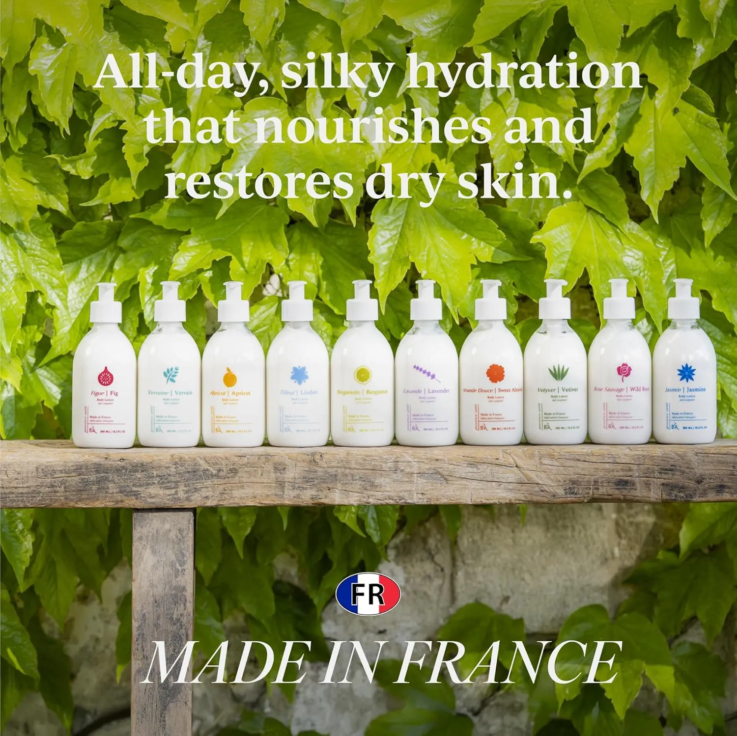 Provence Sante Body Lotion - Ultra Hydrating Moisturizer - Anti-Aging Cream for Dry Skin - Nourishing Vetiver Scent - Made in France - 10.2 Oz