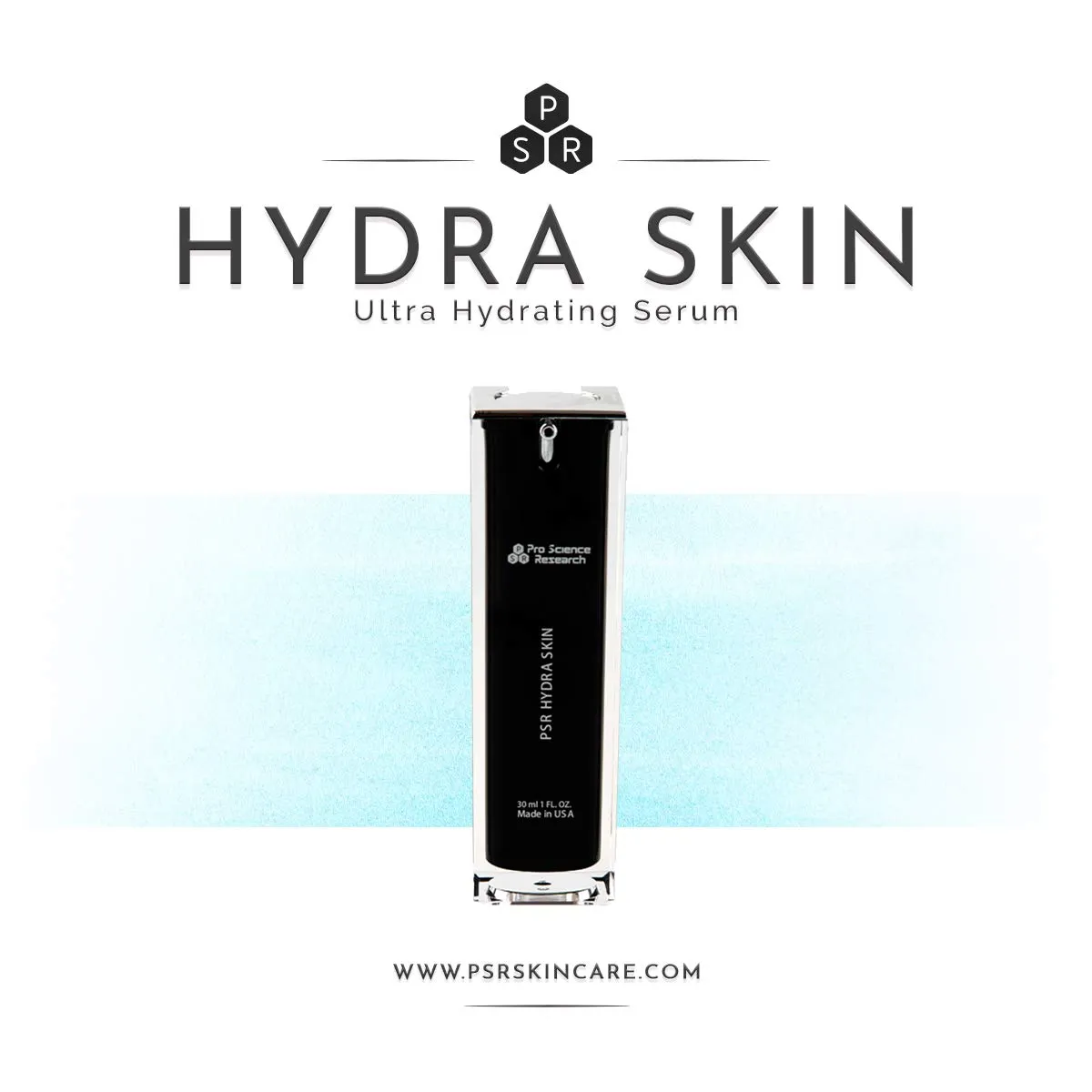 PSR Hydra Skin – Moisturizing Serum, Hyaluronic Acid for Hydrated Skin, Original Face Moisturizer for Dry Skin, Anti-Aging Serum for Smoothening Fine Lines, 1 fl. Oz. (30 ml)