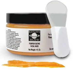 Pumpkin Enzyme Face Mask, Vegan Exfoliating Facial Mask, Anti Aging Facial Treatment, Moisturizing & Hydrating Skincare, Glycolic Acid, Enzymatic Dermal Resurfacer, (4oz, 1, Applicator)
