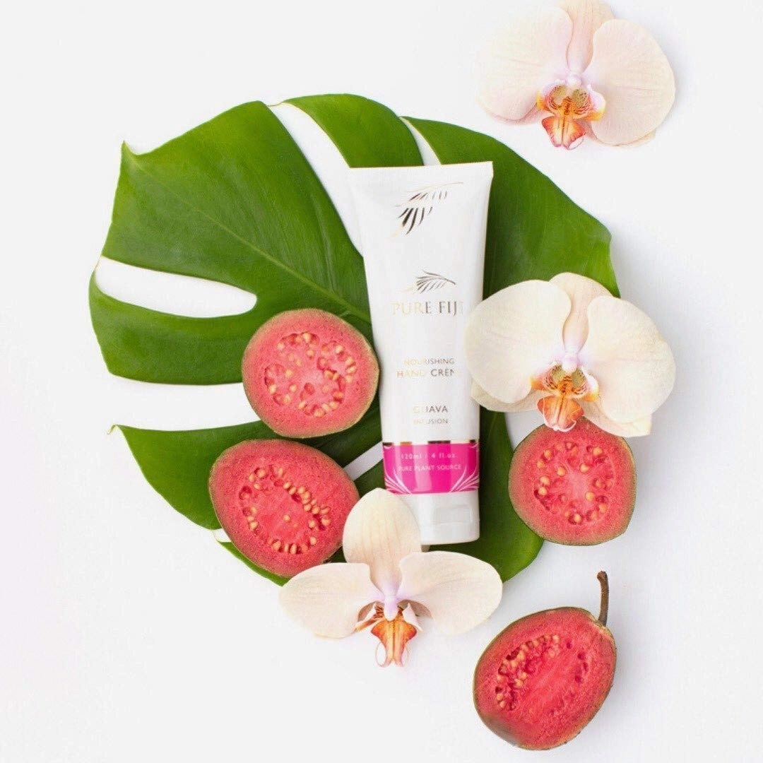 PURE FIJI Nourishing Hand Cream - Deep Moisturizing Hand Cream for Women and Man, Hand Lotion For Dry Hands - 24 Hour Moisture, Organic Ingredients, Guava, 4 oz