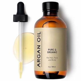 Pure Organic Argan Oil, 4 oz, Hair Face and Body Oil, Deep Hydrating Treatment