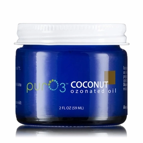 PurO3 Ozonated Coconut Oil – Pure, Natural, Organic Skincare for Face & Body – Oxygenated Healing Lotion, Moisturizer & Beauty Cream in a Glass Jar – O3 Therapy Salve, 2 oz