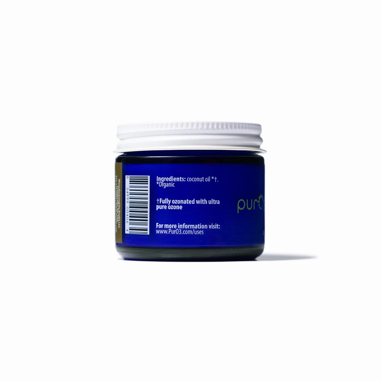 PurO3 Ozonated Coconut Oil – Pure, Natural, Organic Skincare for Face & Body – Oxygenated Healing Lotion, Moisturizer & Beauty Cream in a Glass Jar – O3 Therapy Salve, 2 oz