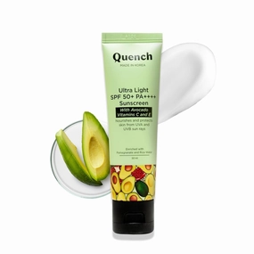 Q.UENCH BOTANICS Bravocado Sunscreen Spf 50  Pa     Korean Sunscreen With Vitamin E & Avocado,No White Cast Lightweight & Non-Sticky, Uva & Uvb Protection For Women & Men (50Ml) All Skin Type