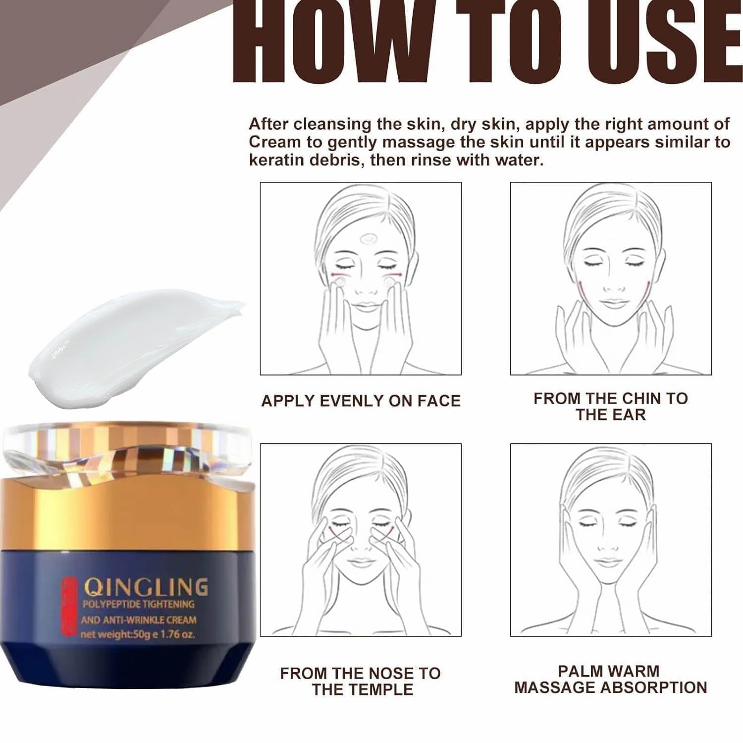 Qingling Face Cream,Qingling Wrinkle Removal Cream,Qingling Crema Para Arrugas,olypeptide Tightening and Anti Wrinkle Cream (2, pcs)