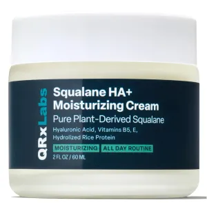 QRxLabs Plant-Based Squalane HA  Moisturizing Cream with Hyaluronic Acid – Sugarcane-Derived Squalane Face & Body Moisturizer – 2 Fl Oz (60 mL)