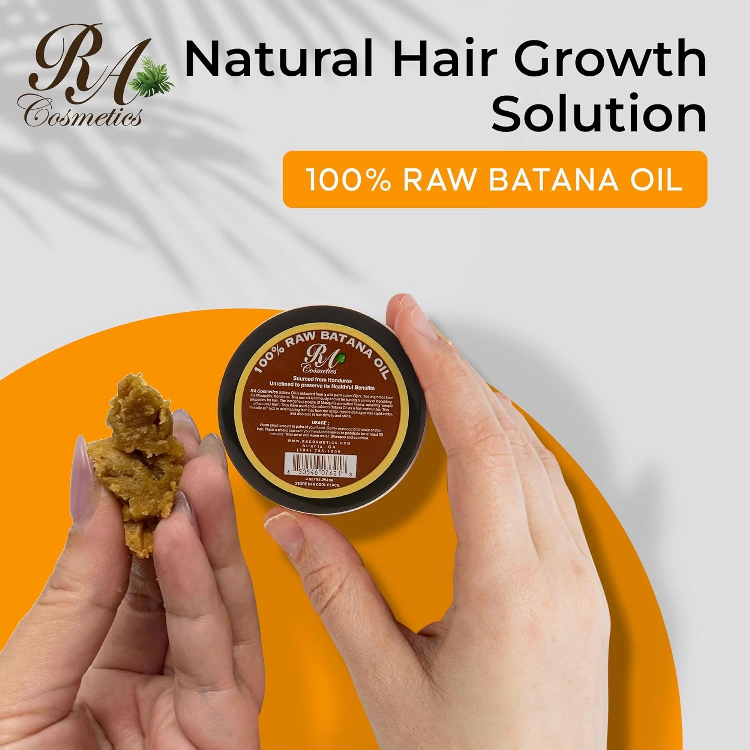 RA Cosmetics Natural Unrefined Batana Oil for Hair Growth & Repair | Nourishing Moisturizer for Damaged Hair - Strengthening Conditioner from Honduras, 4 oz