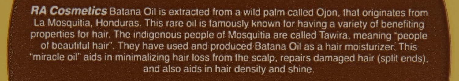 RA Cosmetics Natural Unrefined Batana Oil for Hair Growth & Repair | Nourishing Moisturizer for Damaged Hair - Strengthening Conditioner from Honduras, 4 oz