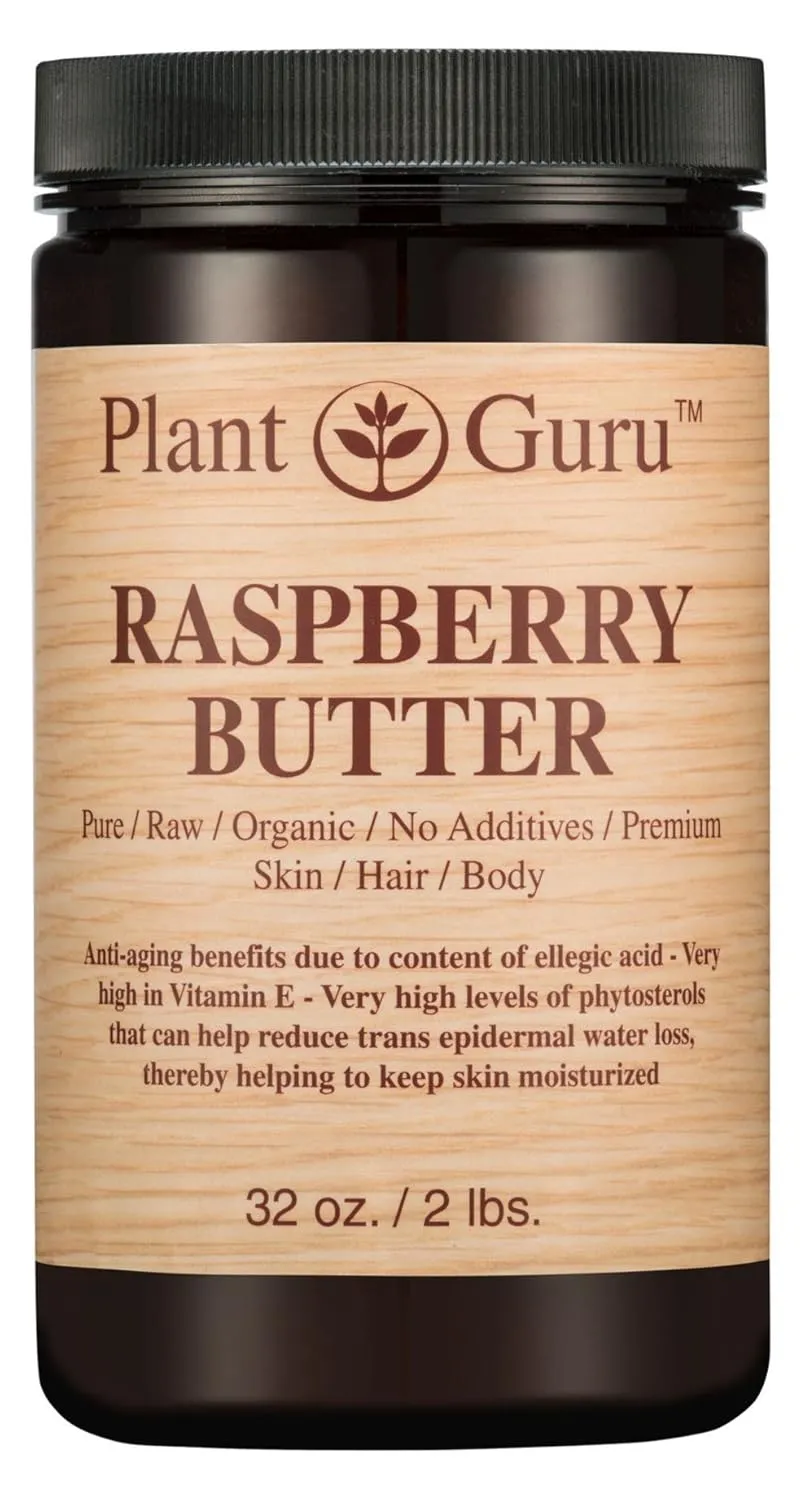 Raspberry Body Butter 32 oz. 100% Pure Raw Fresh Natural Cold Pressed. Skin Body and Hair Moisturizer, DIY Creams, Balms, Lotions, Soaps.