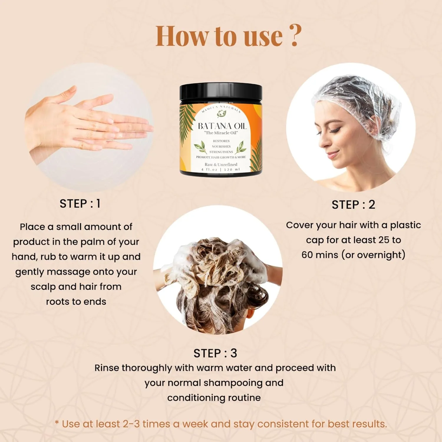 Raw Batana Oil for Hair Growth | Organically Sourced From Honduras | 100% Pure & Natural | Dr Sebi | 4 oz | Prevents Hair Loss, Eliminates Split Ends & Increases Shine | All Hair Types