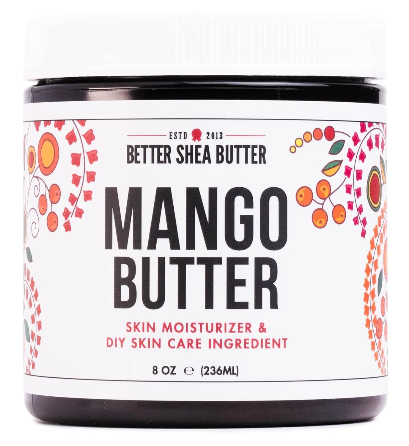 Raw Mango Butter - 100% Pure Mango Seed Butter - Natural Moisturizer for Skin and Hair - Use with Shea in DIY Body Butter, Lip Gloss, Lotion Bar and Soap Making, 8 oz Jar