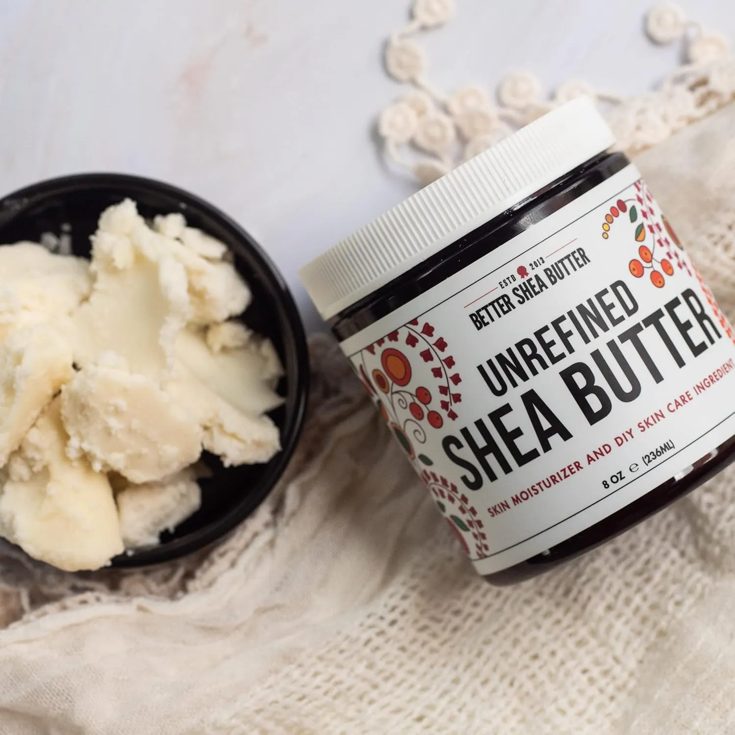 Raw Shea Butter - 100% Pure African Shea Butter for Hair and Body | Unrefined Moisturizer for Dry Skin, DIY Lip Balm, Body Butter, Lotion Bar, and Soap - 8 oz Jar