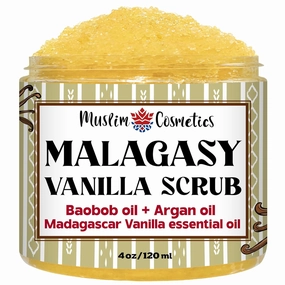 Real Vanilla Sugar Scrub | Face & Body | Madagascar Vanilla | Baobab oil | Argan | Natural || Made in Canada - Muslim Cosmetics - Malagasy Scrub (4oz (120ml))