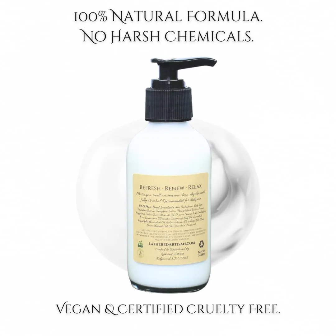 Rejuvenate | Rosemary, Lavender, Sage, Lemon | Intensive Moisturizer | 100% Natural, Essential Oil Scented | Medium Weight Aloe Vera Plant-Based Body Lotion, Moisturizer | Moisturizing, Hydrating, Soothing | All Skin Types