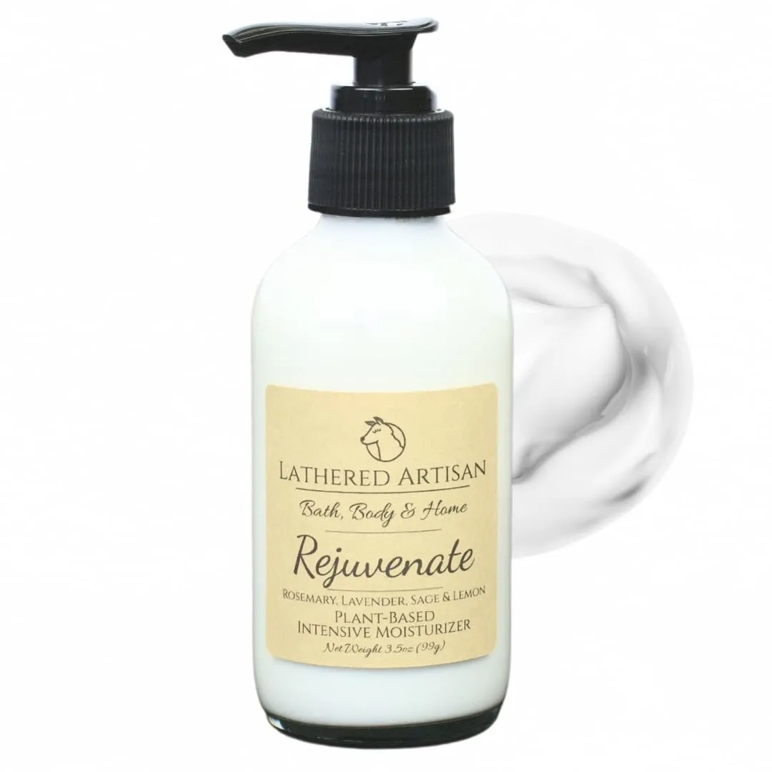 Rejuvenate | Rosemary, Lavender, Sage, Lemon | Intensive Moisturizer | 100% Natural, Essential Oil Scented | Medium Weight Aloe Vera Plant-Based Body Lotion, Moisturizer | Moisturizing, Hydrating, Soothing | All Skin Types