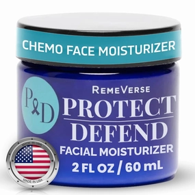RemeVerse Protect & Defend Facial Moisturizer for Sensitive Skin During Chemoteraphy - Skin Hydration & Gentle Face Cream w/Hyaluronic Acid, Peptides, Glycerin, Collagen - Made in USA - 2 oz