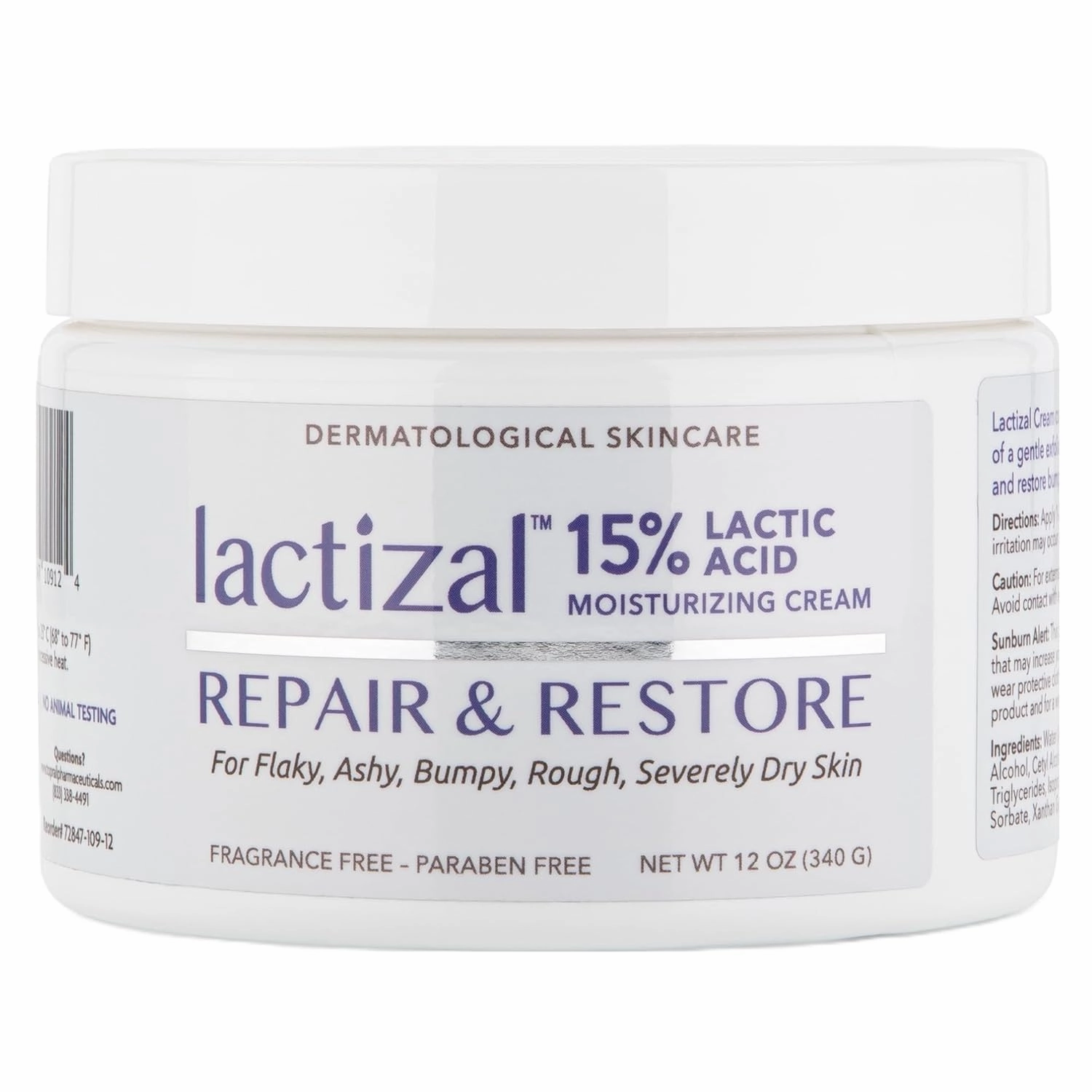 Repair & Restore Cream With 15% Lactic Acid – 12 oz Tub – 2-in-1 Exfoliator and Moisturizer For Extream Dry Skin