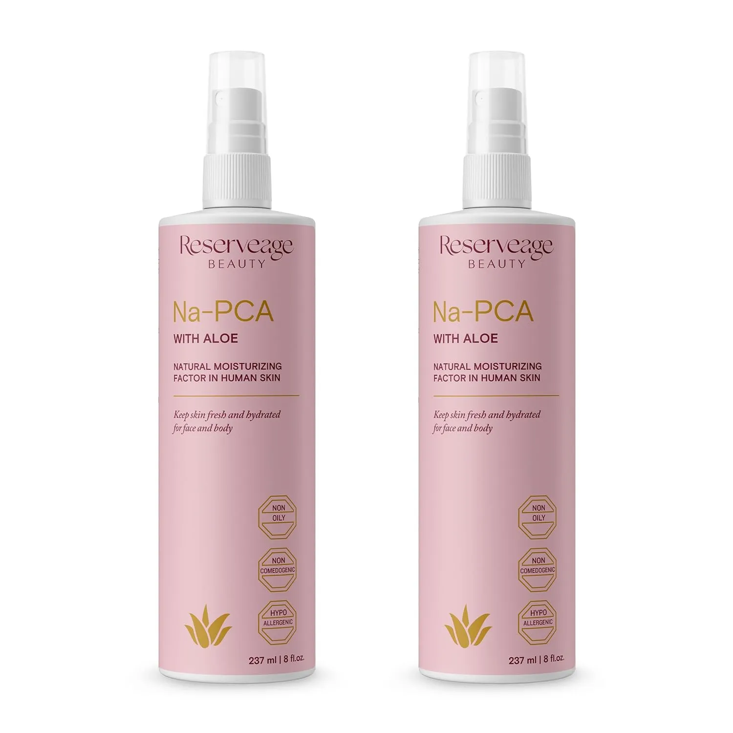 Reserveage Na-PCA Spray with Aloe Vera - Moisturizing Body Lotion for Dry Skin - Anti Aging Face Moisturizer for Women and Men - with Aloe Vera & Eucalyptus Oil 8 Fl Oz (Pack of 2)