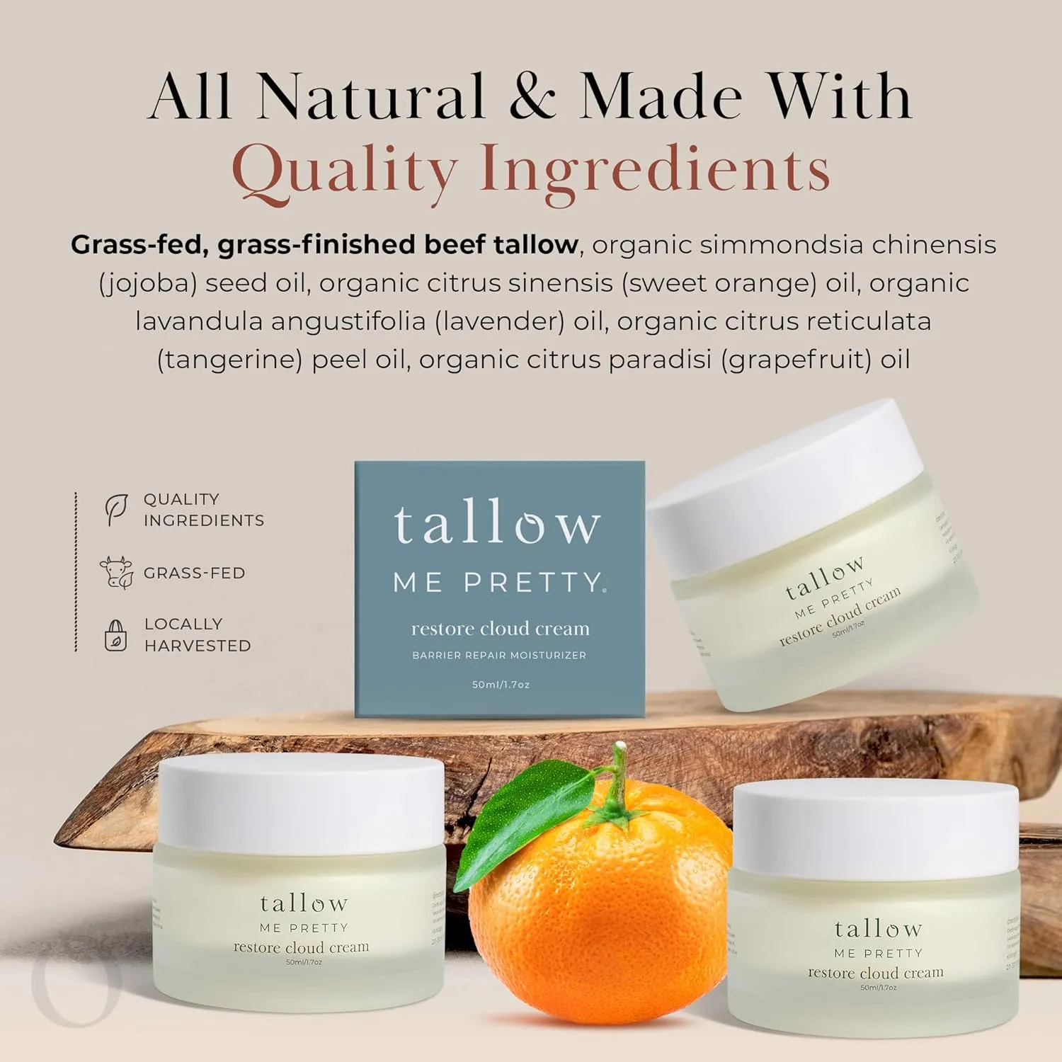 Restore Cloud Cream, Indulgently Soothing Skin Barrier Repair Moisturizer for Women, Formulated with Rich Tallow & Restorative Botanicals for a Radiant Complexion, Non-Toxic, 1.7 Oz.