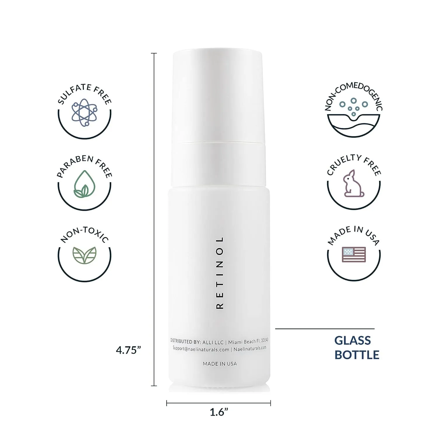 Retinoid Cream - 4.25% Retinol Night Moisturizer for Face & Neck with Collagen, Peptides & Hyaluronic Acid - Anti Aging Wrinkle Cream, Improves Skin Tone & Texture, 1.4 oz