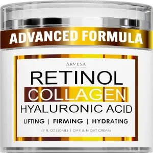Retinol Cream for Face - Facial Moisturizer with Collagen and Hyaluronic Acid - Anti Aging Face Cream for Women and Men - Day and Night - Wrinkle - Neck & Décolleté