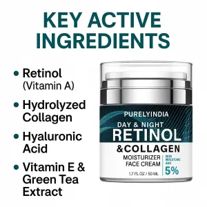 Retinol Cream for Face SUMAX – Anti-Aging Moisturizer with Collagen for Deep Wrinkles, Ideal for Women & Men - Day & Night Anti-Aging Skin Care with Hyaluronic Acid 5% 1.85 Fl Oz