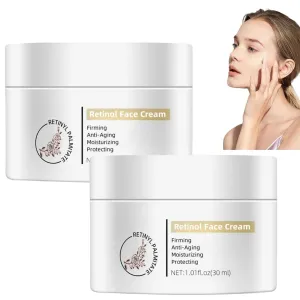 Retinol Face Cream, Daily Hydration Anti-Aging Face Moisturizer with Hyaluronic Acid, Oil Free Skin Care Cream for Fine Lines, Dark Spots face moisturizers (2 PCS)